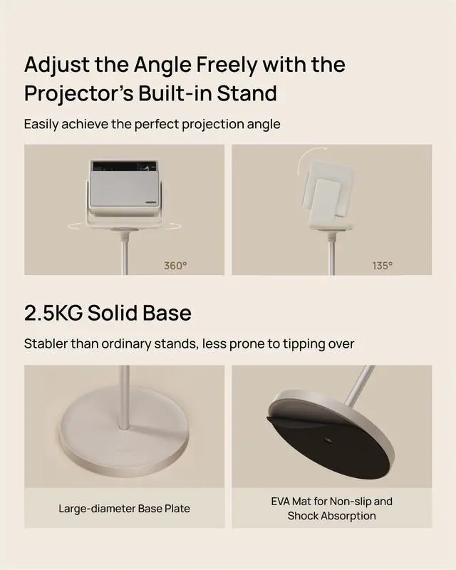 Alt view image 4 of 6 - XGIMI Floor Stand for HORIZON S Series, Modular Design Makes Installation Easier, Seamlessly Blends into Modern Home Decor, Made from Aluminum Alloy, 2.5 KG Solid Base