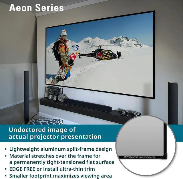 Alt view image 5 of 7 - Elite Screens Aeon CineGrey 3D, 100" Fixed Frame CLR/ALR Projector Screen 16:9, Standard Throw Projection, Edge Free Ceiling & Ambient Light Rejecting, Wall-Mounted, for Movie Home Theater, AR100DHD3