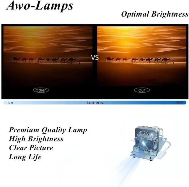 Alt view image 4 of 7 - AWO 5811120589-S / 5811120589-SVV Replacement Lamp Bulb with Housing for VIVITEK DX831,DW-832,DX833,DX83AAB,DH833 Projectors