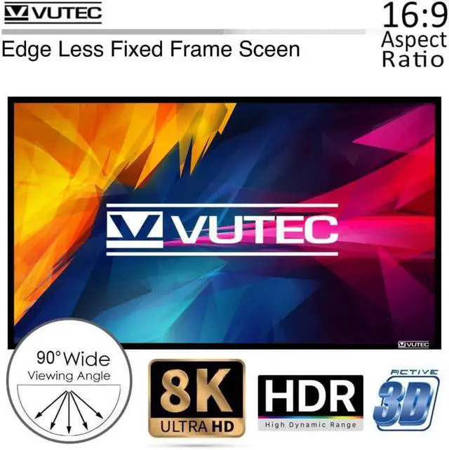 Alt view image 3 of 6 - V Vutec 120" Edgeless Fixed Frame Projector Screen 16:9