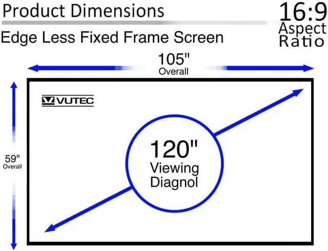 Alt view image 6 of 6 - V Vutec 120" Edgeless Fixed Frame Projector Screen 16:9