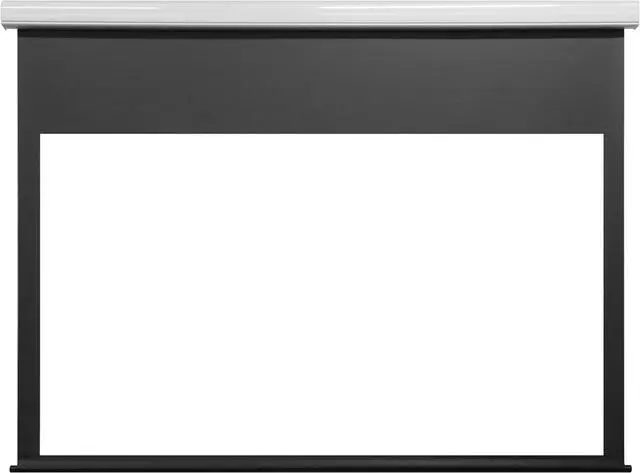 Main image of Motorized Electric Drop Down 4K/8K Projection Screen, 100" Diagonal 16:9 Matte White with White Aluminum Case Silver Ticket Products E169100