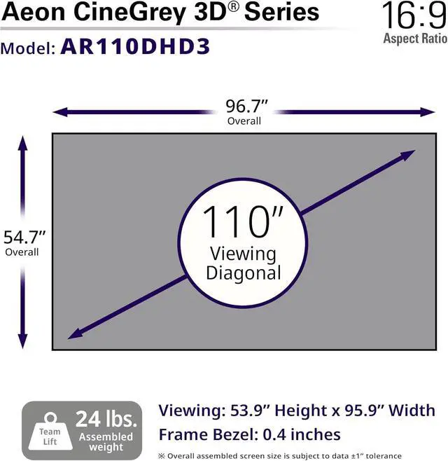 Alt view image 6 of 7 - Elite Screens Aeon CineGrey 3D 110" Fixed Frame Projection Screen AR110DHD3