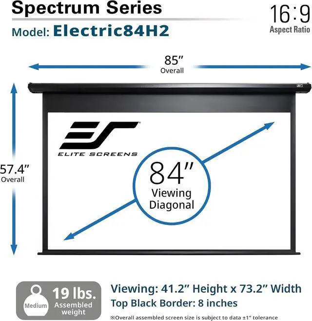 Alt view image 4 of 7 - Elite Screens Spectrum Swift-RC1 84-INCH Motorized Projector Screen 16:9, Electric Drop Down, 4K/8K Ultra HD Ready for Home Theater & Gaming, Black Case ELECTRIC84H2