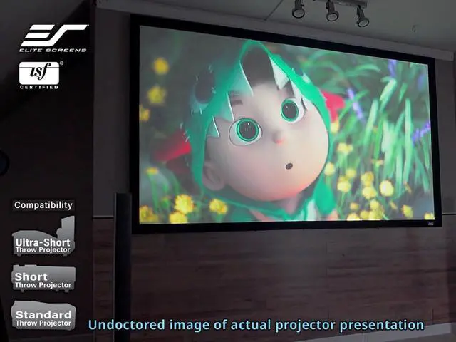 Alt view image 6 of 7 - Elite Screens Sable Fixed Frame 2 115" Projector Screen, 16:9 4K/8K UHD, ISF Certified CineWhite UHD-B 1.3 Gain, HDR & Active 3D Ready, Velvet Frame, Standard/Short/UST Projector Compatible ER115WH2