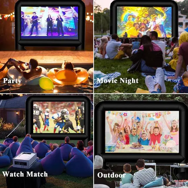 Alt view image 2 of 4 - Philmore PSI-114 Outdoor Inflatable Projector Screen - 14' Auto-Inflate Cinema Screen with Blower Motor, Ground Stakes, Fixed Rope & Carrying Bag - Ideal for Backyard, Events, and Entertainment