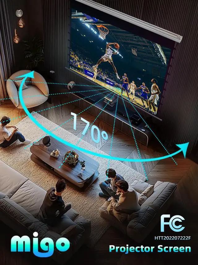 Alt view image 6 of 7 - Migo 120 inch Pull Down Projector Screen, Soft White Super 3.0 Gain 16:9 4K Ultra HD Tab-Tensioned Ceiling Mount Projector Screen for Long Throw or Short Throw Projector Movie Home Theater Cinema