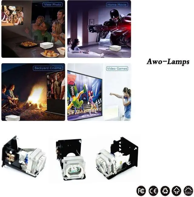 Alt view image 3 of 7 - AWO VLT-HC6800LP Premium Replacement Lamp with Housing for Mitsubishi HC6800 HC6800U