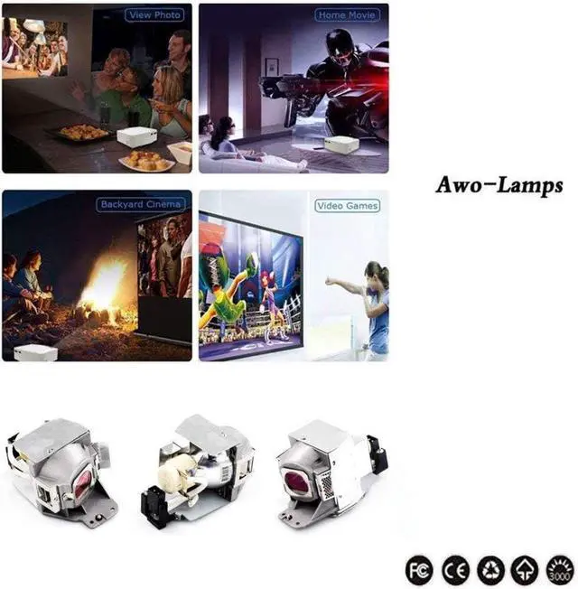 Alt view image 4 of 4 - AWO 5J.JAH05.001 Premium Replacement Lamp Bulb with Housing Fit for BenQ MH630 MH680 TH680 TH681 TH681+