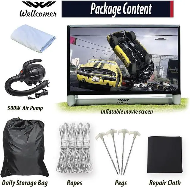 Alt view image 6 of 7 - New 2022 Sewinfla Upgraded Airtight Inflatable Movie Projector Screen 13Ft- No Need to Keep Inflating - Supports Front and Rear Projection