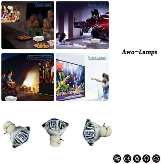 Alt view image 2 of 4 - AWO Original UHP Lamp Bulb for 512628 / IPSiO LAMP Type 11 for RICOH PJWX4141,PJ WX4141N,PJ WX4141NI,PJ WX4152,PJWX4152NI Projectors