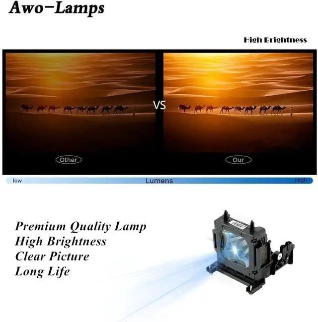 Alt view image 4 of 7 - AWO LMP-H202 Replacement Lamp Bulb with Housing for Sony VPL-HW30AES VPL-HW30ES VPL-HW50ES VPL-HW55ES VPL-VW95ES VPL-HW30 VPL-HW30ES SXRD Projectors