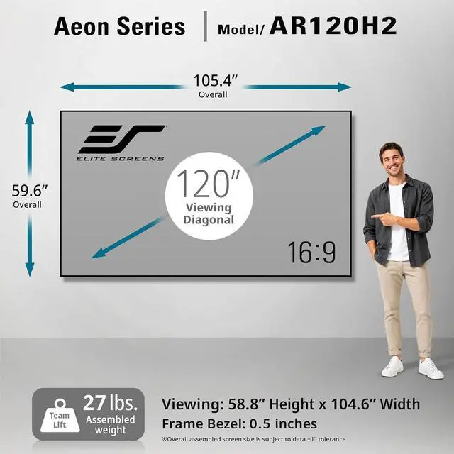 Alt view image 6 of 7 - Elite Screens Aeon Edge Free 120" Fixed Frame Projector Screen AR120H2