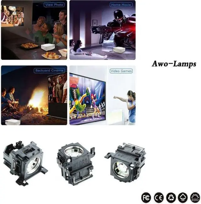 Alt view image 3 of 5 - AWO DT00757 Replacement Bulb/Lamp with Housing for HITACHI CP-X251 CP-X256 ED-X10 ED-X1092 ED-X12 ED-X15 Projectors