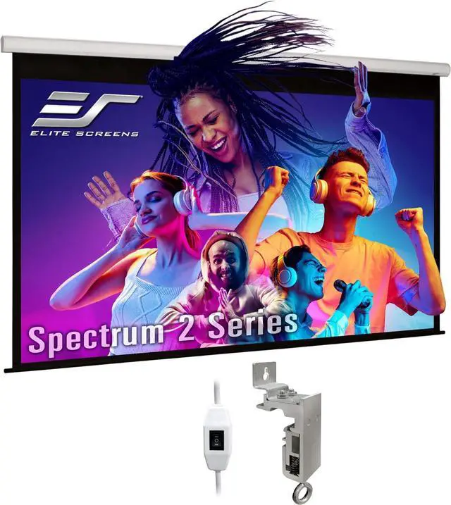 Main image of Elite Screens Spectrum 2 Electric Motorized Projector Screen, 110-Inch 16:9, 12-Inch Drop Down, MaxWhite FG 4K/8K UHD, SPM110H-E12