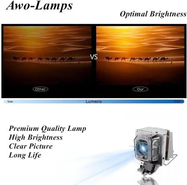 Alt view image 4 of 7 - AWO BL-FP260C / SP.70701GC01 Replacement Lamp Bulb with Housing Fit for OPTOMA W402,X402 Projectors