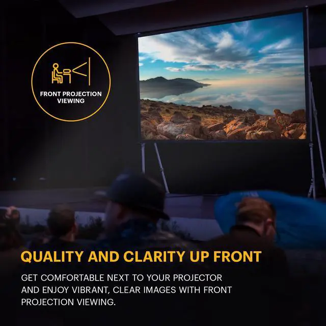 Alt view image 5 of 7 - Kodak 150 Portable Projector Screen W/Stand - Fast Fold White Projection Backdrop for Outdoor & Indoor Movies with Tripod, Outdoor Stability Kit, & Black Storage Carry Case