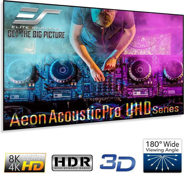Alt view image 2 of 7 - Elite Screens Aeon AUHD Series, 100-inch 16:9, 4K Home Theater Fixed Frame EDGE FREE Borderless Projection Sound Transparent Perforated Weave Projector Screen, AR100H2-AUHD