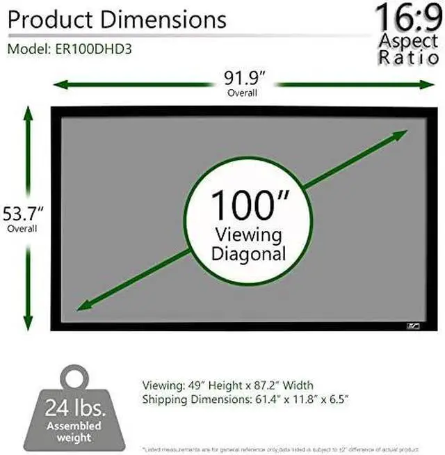 Alt view image 3 of 7 - Elite Screens Ceiling and Ambient Light Rejecting Fixed Frame Projector Screen Sable Frame CineGrey 3D, 100-inch Diagonal 16:9 for Home Theater, Movie and Office Presentations, ER100DHD3