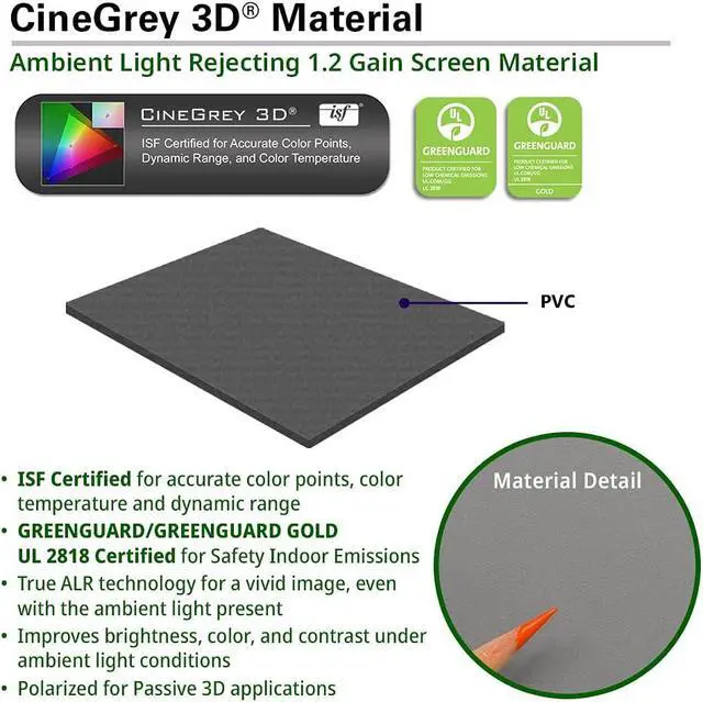 Alt view image 7 of 7 - Elite Screens Ceiling and Ambient Light Rejecting Fixed Frame Projector Screen Sable Frame CineGrey 3D, 100-inch Diagonal 16:9 for Home Theater, Movie and Office Presentations, ER100DHD3