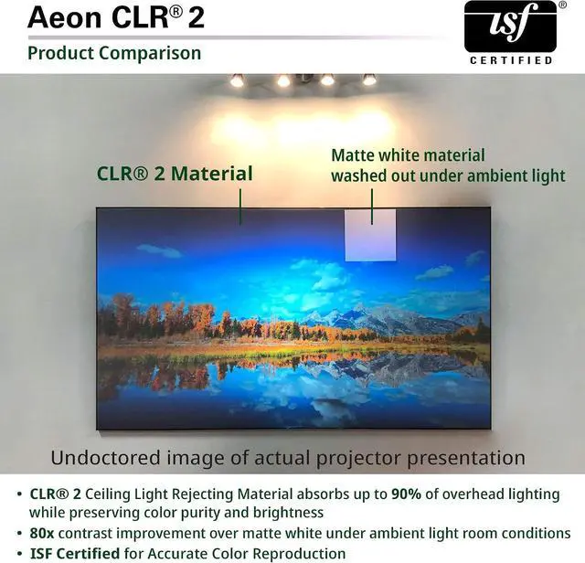 Alt view image 2 of 7 - Elite Screens 103 inch ALR Projector Screen UST or Short Throw 16:9 4K 90% Ambient Light Rejecting Edge Free Fixed Frame Grey Projector Screen Indoor Movie Screen Home Theater Aeon CLR 2 AR103H-CLR2