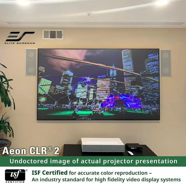 Alt view image 5 of 7 - Elite Screens 103 inch ALR Projector Screen UST or Short Throw 16:9 4K 90% Ambient Light Rejecting Edge Free Fixed Frame Grey Projector Screen Indoor Movie Screen Home Theater Aeon CLR 2 AR103H-CLR2