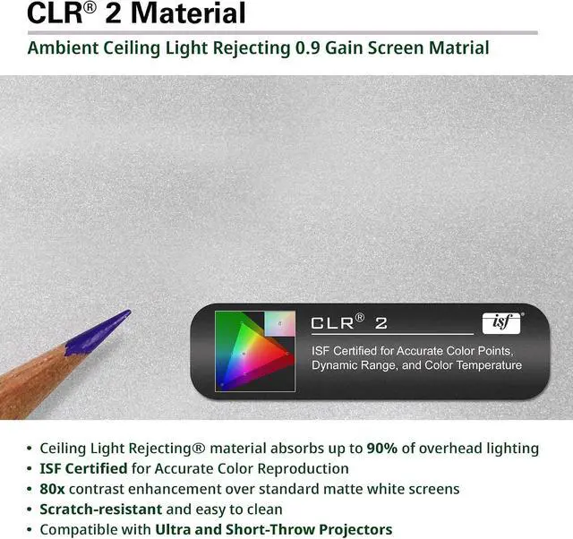 Alt view image 6 of 7 - Elite Screens 103 inch ALR Projector Screen UST or Short Throw 16:9 4K 90% Ambient Light Rejecting Edge Free Fixed Frame Grey Projector Screen Indoor Movie Screen Home Theater Aeon CLR 2 AR103H-CLR2