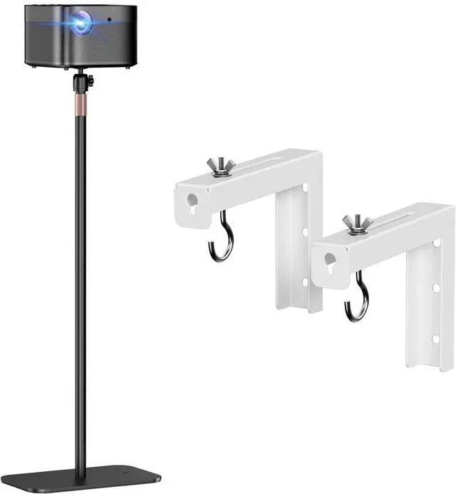 Main image of PUTORSEN Universal Projector Stand(1/4" Screw, holds 11 lbs) & Screen Mount L-Brackets(6", holds 66 lbs) Bundle