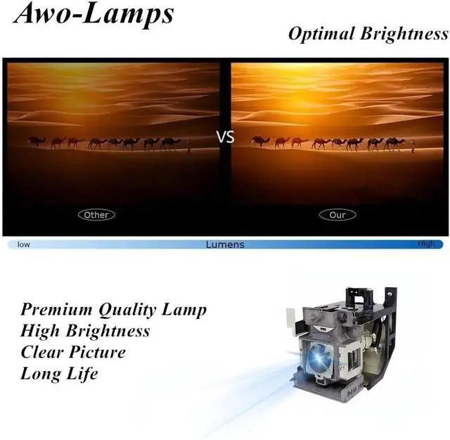Alt view image 4 of 7 - AWO Original UHP225W Lamp Bulb for RLC-107 with Housing for ViewSonic PS700W,PS700X,PS750HD,PS750W,PS750X,PX800HD Projectors