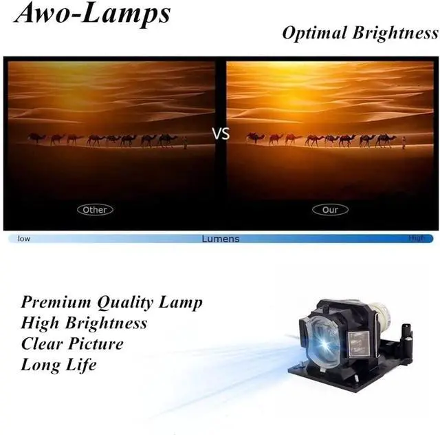 Alt view image 4 of 7 - AWO DT01491 Replacement Lamp with Housing for HITACHI CP-EW250,CP-EW300,CP-EW330N Projectors