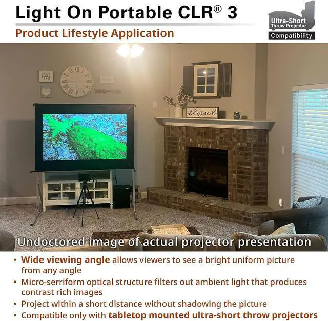 Alt view image 5 of 7 - Elite Screens 60-Inch UST Portable Projector Screen with Stand, Foldable and Height Adjustable, 16:9 4K ALR Screen for Ultra Short Throw Projectors, Indoor Home Theater Movie Screen- LPS60H-CLR3