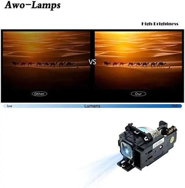 Alt view image 3 of 5 - AWO VT80LP Replacement Lamp Bulb with Housing for NEC VT48 VT49 VT57 VT58 VT58BE VT59 Projectors