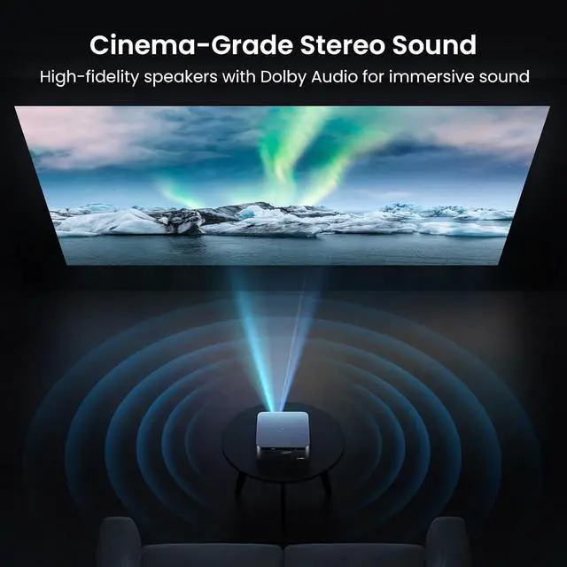 Alt view image 7 of 7 - HAPPRUN 3000 ANSI Lumens Outdoor Projector with Official Google TV, 4K Supported Smart Movie Projector, Dolby Audio, Auto Focus & Keystone, WiFi 6 and Bluetooth for Indoor & Outdoor Movies,Black