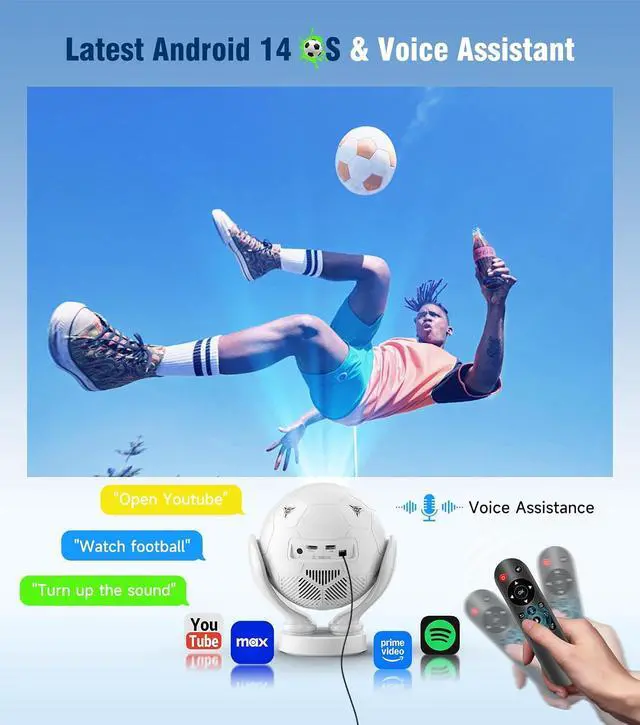 Alt view image 5 of 7 - Magcubic HY320F Smart Projector, Native 1080P 4K Support, WiFi 6 & Bluetooth 5.4, 400 ANSI, Android 14, Electric Focus Short Throw, Portable Mini Projector for Home Theater Outdoor Movie Gaming