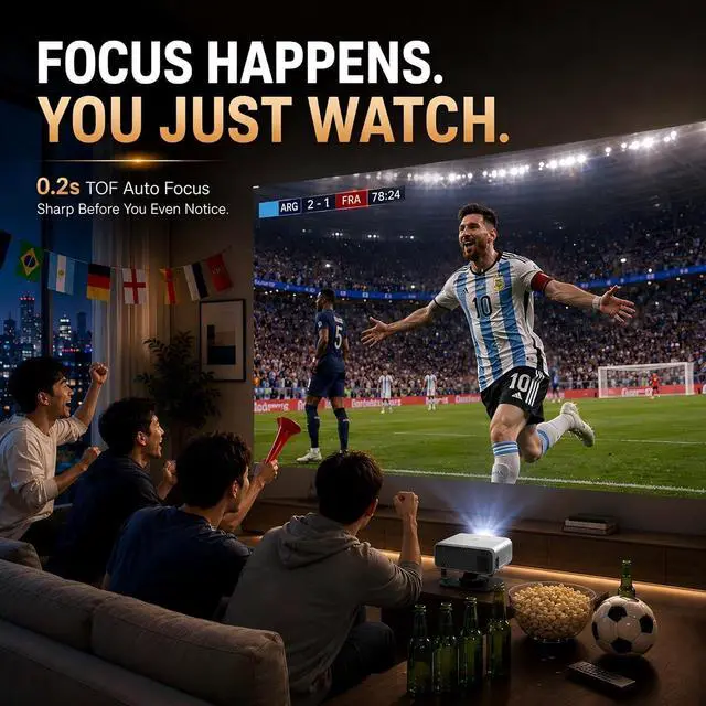 Alt view image 4 of 7 - Now with Netflix & 4500 ANSISmart 4K Projector with WiFi and Bluetooth, Auto Focus & Keystone Portable Outdoor Projector, AuKing Home Theater Proyector with Adjustable Stand(Grey)