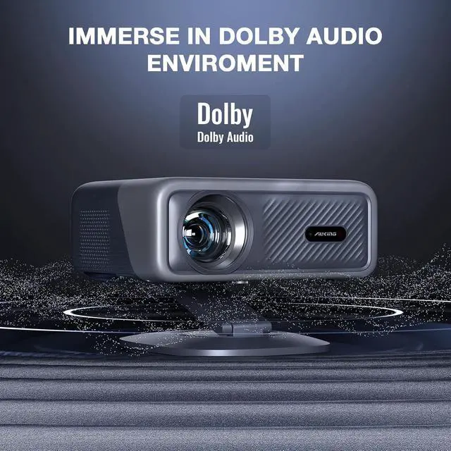 Alt view image 6 of 7 - Now with Netflix & 4500 ANSISmart 4K Projector with WiFi and Bluetooth, Auto Focus & Keystone Portable Outdoor Projector, AuKing Home Theater Proyector with Adjustable Stand(Grey)