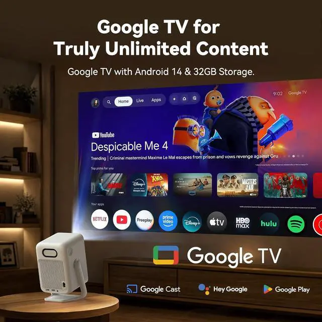 Alt view image 2 of 7 - Wanbo T2 Ultra 2026 Smart Projector, Google TV 14, Sealed Optical Engine