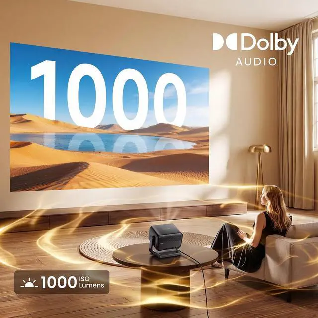 Alt view image 2 of 7 - Dangbei N3 Max Smart Projector 12W Dolby Audio,1000 ISO Lumens 4K Support, Portable Projector with Native Netflix & VIDAA OS, Auto Focus & Keystone, Home Theater Projector for Ceiling/Outdoor