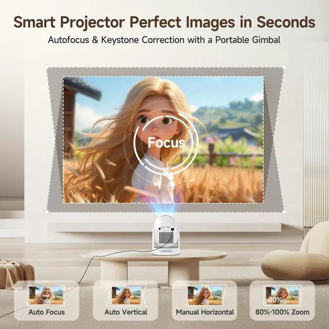 Alt view image 3 of 7 - Mini Projector with Wifi 6 and Bluetooth 5.4, Smart Portable Projector 4K Support, Android 14 & 400 ANSI, Auto Focus & Keystone, 1080P Small Proyector Magcubic HY320Pro for Bedroom, Movie, Outdoor