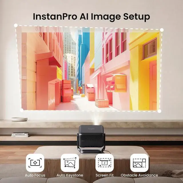 Alt view image 5 of 7 - Dangbei N3 Max Smart Projector 12W Dolby Audio,1000 ISO Lumens 4K Support, Portable Projector with Native Netflix & VIDAA OS, Auto Focus & Keystone, Home Theater Projector for Ceiling/Outdoor