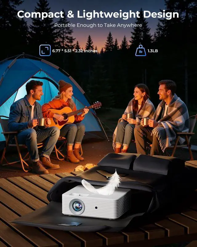 Alt view image 5 of 7 - Mini Projector for iPhone, ELEPHAS Portable Projector for Bedroom