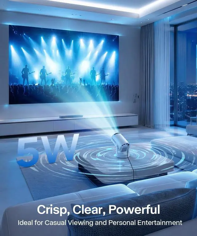 Alt view image 3 of 7 - Magcubic 2025 Upgraded Mini Projector 4K support with WiFi 6 and Bluetooth 5.4, 5w Soundbase Speaker, Portable Projecteur with Auto Vertical Keystone 180° Rotatable Lens Cap for Movie Home HY300Pro+