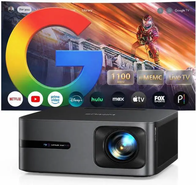 Main image of WiMiUS G2 Official Google TV 14.0 Projector, 4K Supported, Real 1100 ANSI, MEMC, HDR10, 30W Dolby Audio, Smart Auto Focus, WiFi 6 & Bluetooth Home Theater Projector for Outdoor Movies & Sports