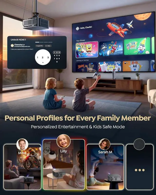 Alt view image 7 of 7 - WiMiUS G2 Official Google TV 14.0 Projector, 4K Supported, Real 1100 ANSI, MEMC, HDR10, 30W Dolby Audio, Smart Auto Focus, WiFi 6 & Bluetooth Home Theater Projector for Outdoor Movies & Sports