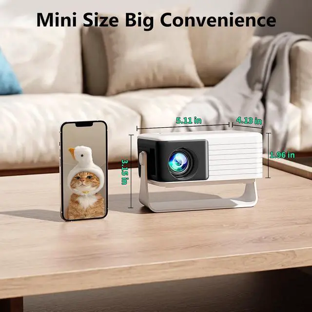 Alt view image 4 of 7 - 360° Rotating & Auto KeystoneYoton Y3 Mini Projector, 2026 Upgraded Portable Projector for Bedroom, 50% Zoom Small Movie Projector for phone, Compatible with iPhone/Android/TV Stick/HDMI/USB/TF Card
