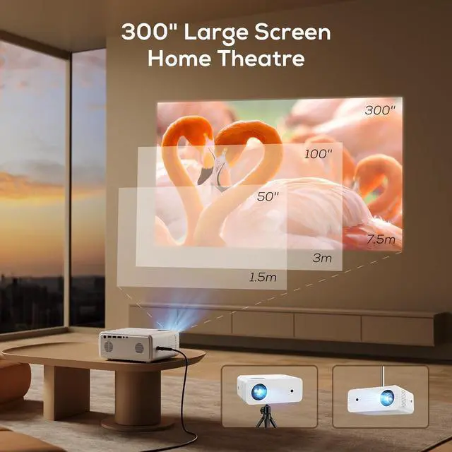 Alt view image 5 of 7 - AKIYO 5G WiFi Native 1080P Projector With Bluetooth, 26000L 4K Supported, iPhone Compatible, Outdoor Projector Stand for Home Theater, iOS/Android/Laptop/HDMI/PS5