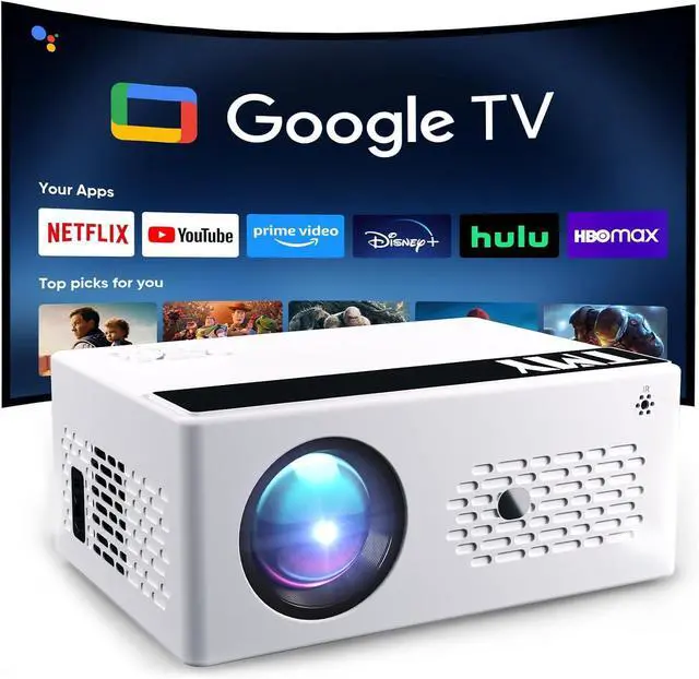 Main image of TMY Smart Projector with Google TV System, Native 1080P 4K Support Home Theater Movie Projector, with Built-in Speaker, WiFi and Bluetooth, Compatible with Phone/TV Stick/PC/PS5, Indoor Outdoor Use
