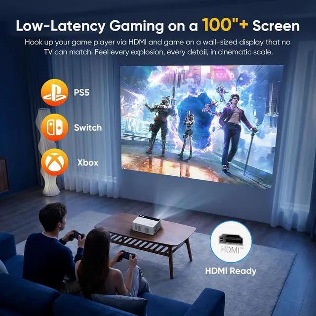 Alt view image 6 of 7 - TMY Smart Projector with Google TV System, Native 1080P 4K Support Home Theater Movie Projector, with Built-in Speaker, WiFi and Bluetooth, Compatible with Phone/TV Stick/PC/PS5, Indoor Outdoor Use