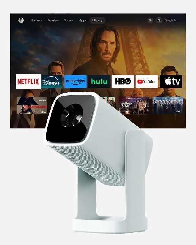 Main image of Wanbo Cube 1 Pro Smart Projector with Android TV and Google Play - Compact Portable Mini Projector and Bluetooth Speaker 8W, Keystone Correction, Home Theater for Small Spaces, Bedrooms, Dormitories