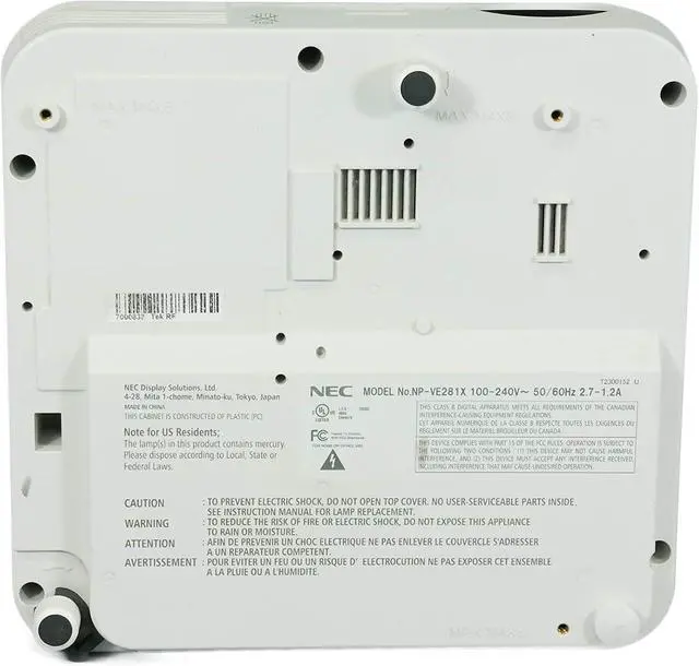 Alt view image 6 of 7 - NEC, EOL, Suggested Replacement Model is The NP-VE303X, XGA, DLP, 2800 Lumen, 30